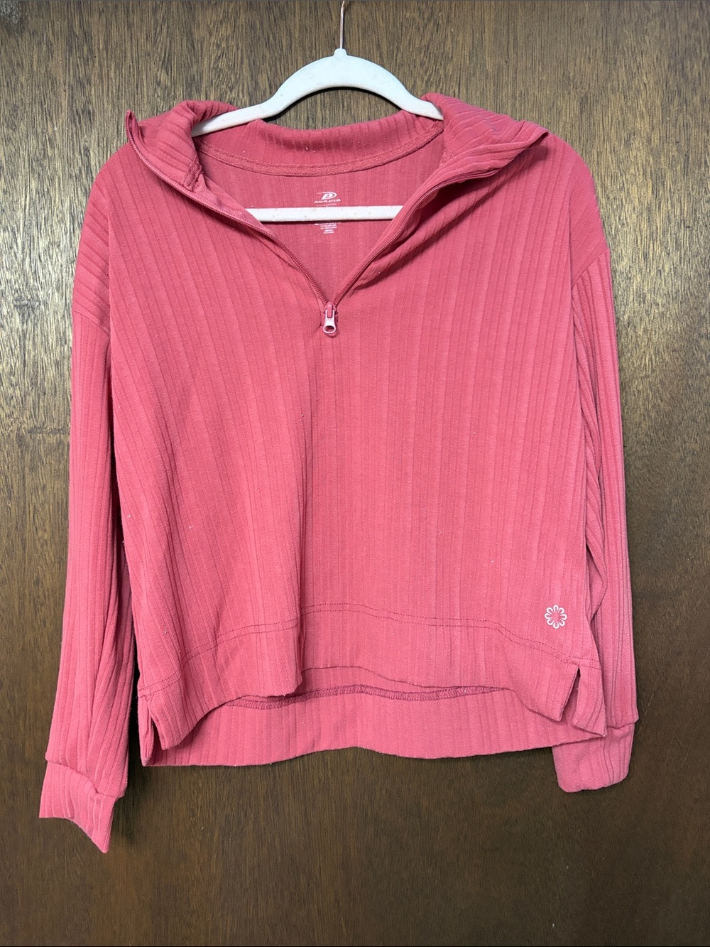 Pro Player Ribbed Half-Zip Hoodie in Rose